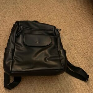 Black leather backpack